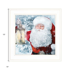 Santa with Lantern 1 White Framed Print Wall Art - Homeroots