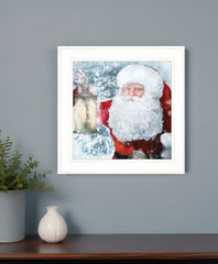 Santa with Lantern 1 White Framed Print Wall Art - Homeroots