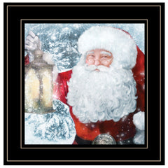 Santa with Lantern 2 Black Framed Print Wall Art - Homeroots