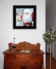 Santa with Lantern 2 Black Framed Print Wall Art - Homeroots