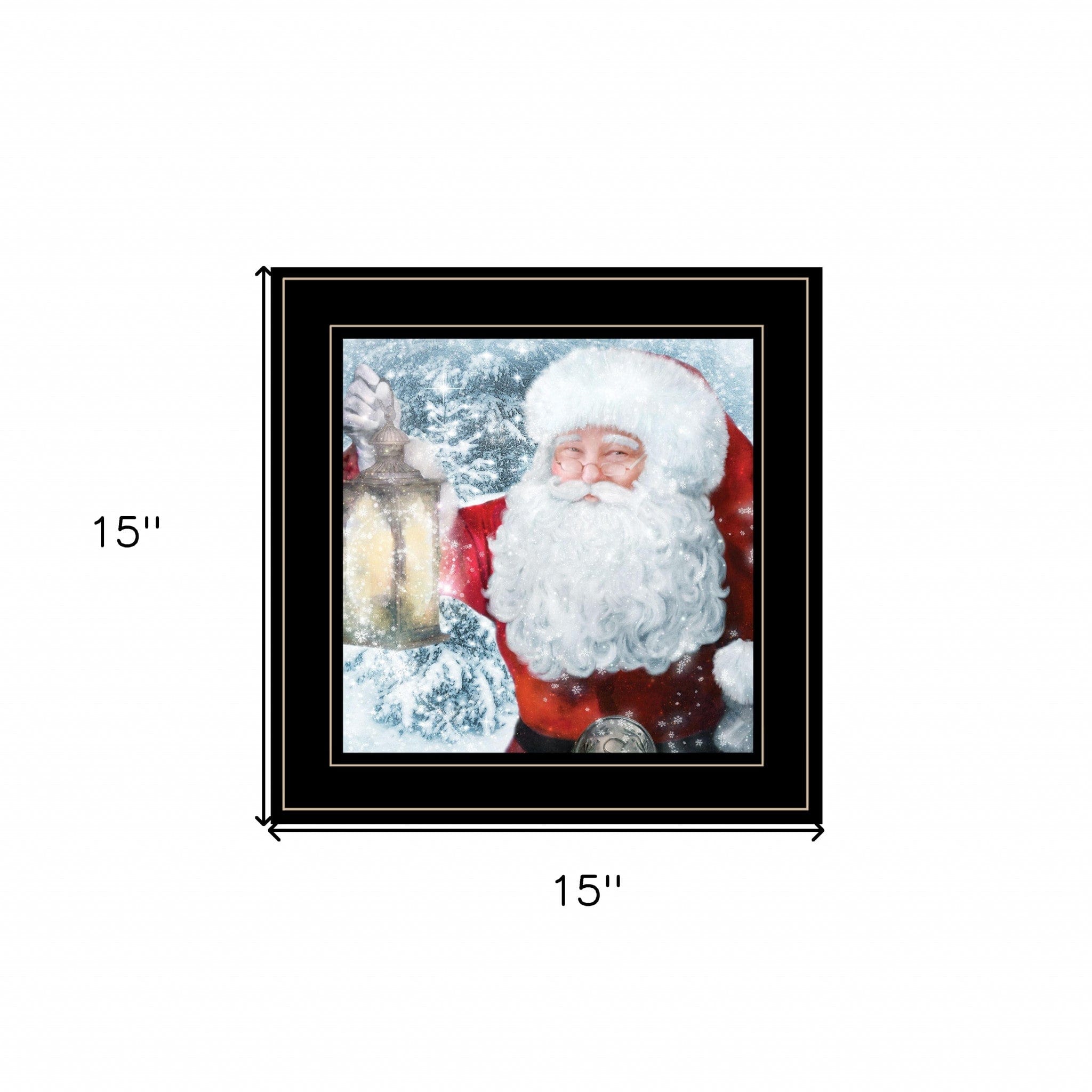 Santa with Lantern 2 Black Framed Print Wall Art - Homeroots
