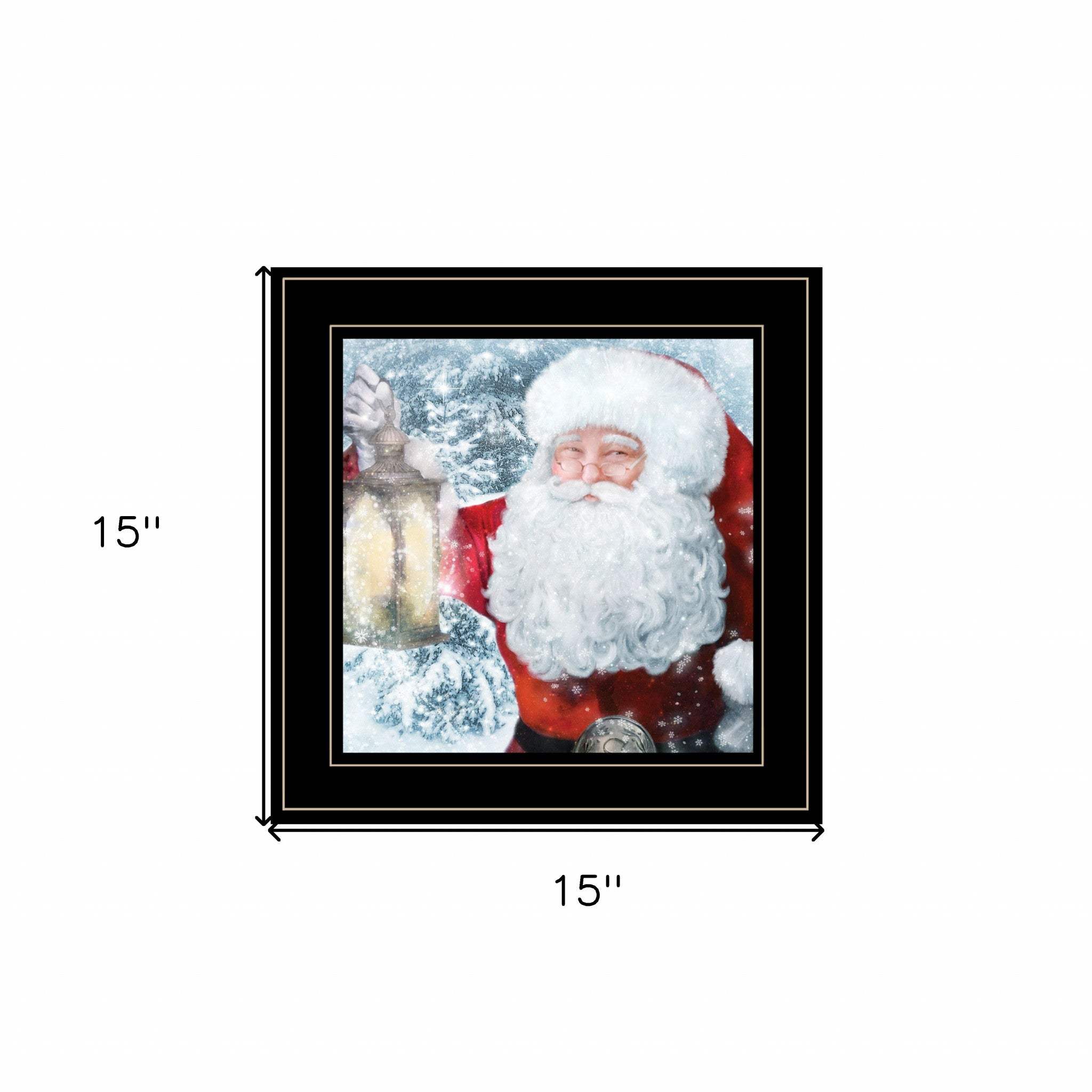Santa with Lantern 2 Black Framed Print Wall Art - Homeroots - Flyclothing LLC