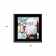 Santa with Lantern 2 Black Framed Print Wall Art - Homeroots