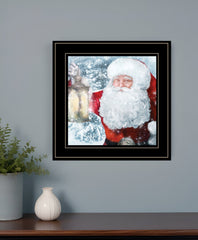 Santa with Lantern 2 Black Framed Print Wall Art - Homeroots