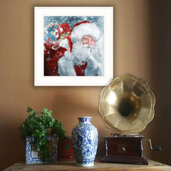 Santa with Presents 1 White Framed Print Wall Art - Homeroots