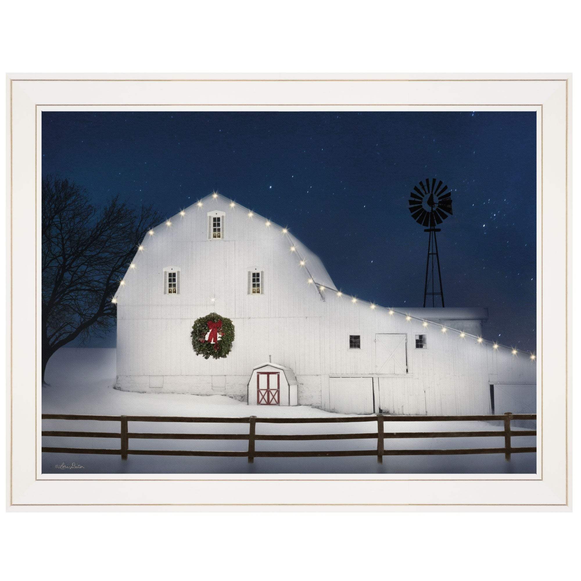 Christmas Starry Night 1 White Framed Print Wall Art - Homeroots - Flyclothing LLC