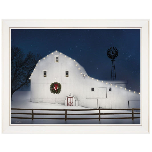 Christmas Starry Night 1 White Framed Print Wall Art - Homeroots