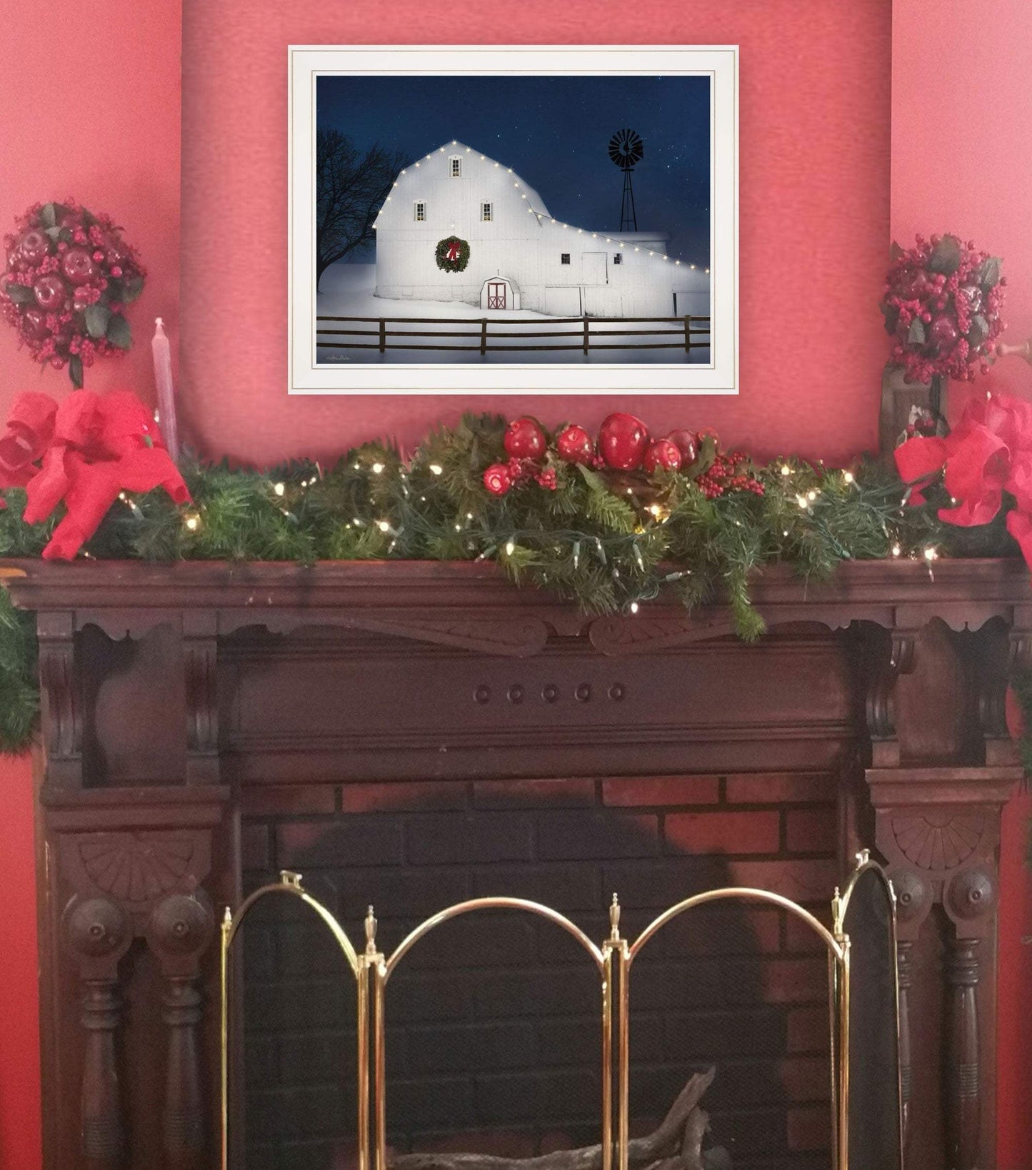 Christmas Starry Night 1 White Framed Print Wall Art - Homeroots - Flyclothing LLC