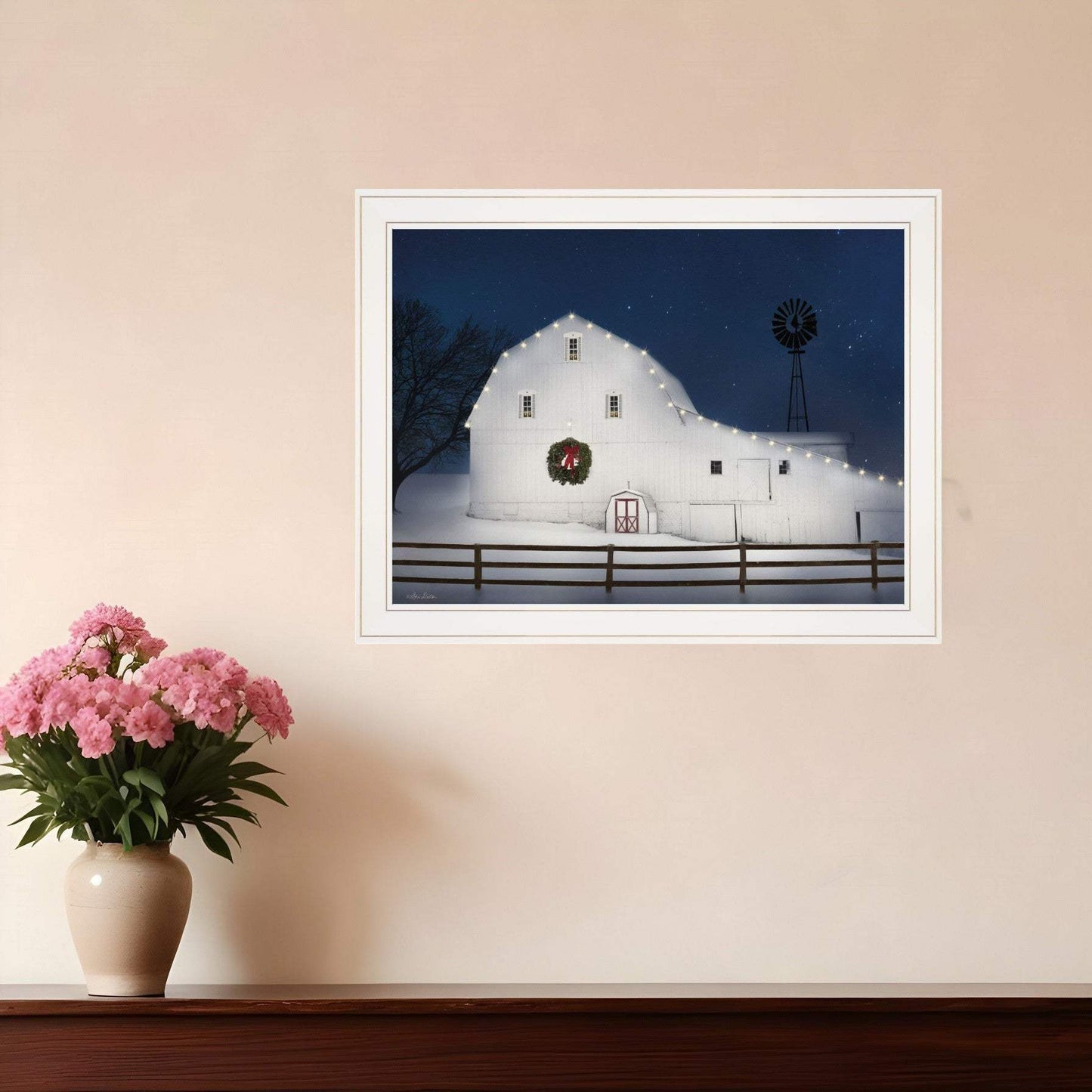 Christmas Starry Night 1 White Framed Print Wall Art - Homeroots - Flyclothing LLC