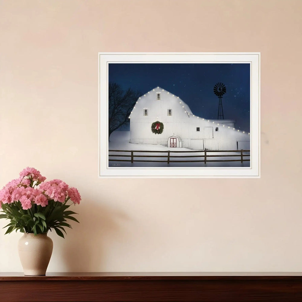 Christmas Starry Night 1 White Framed Print Wall Art - Homeroots