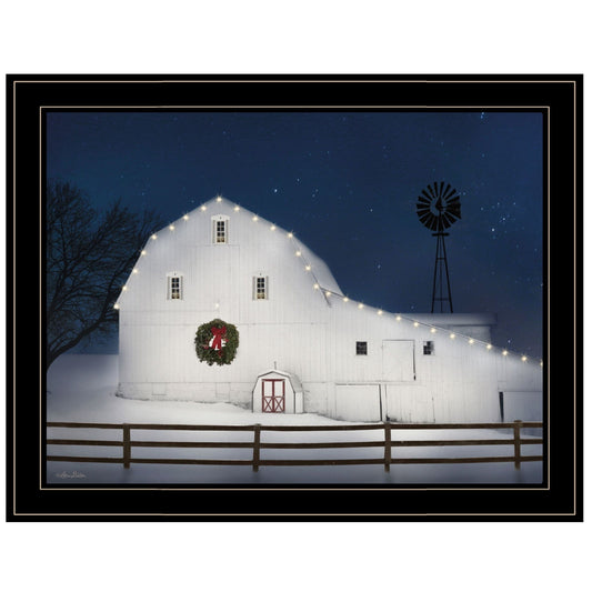Christmas Starry Night 2 Black Framed Print Wall Art - Homeroots