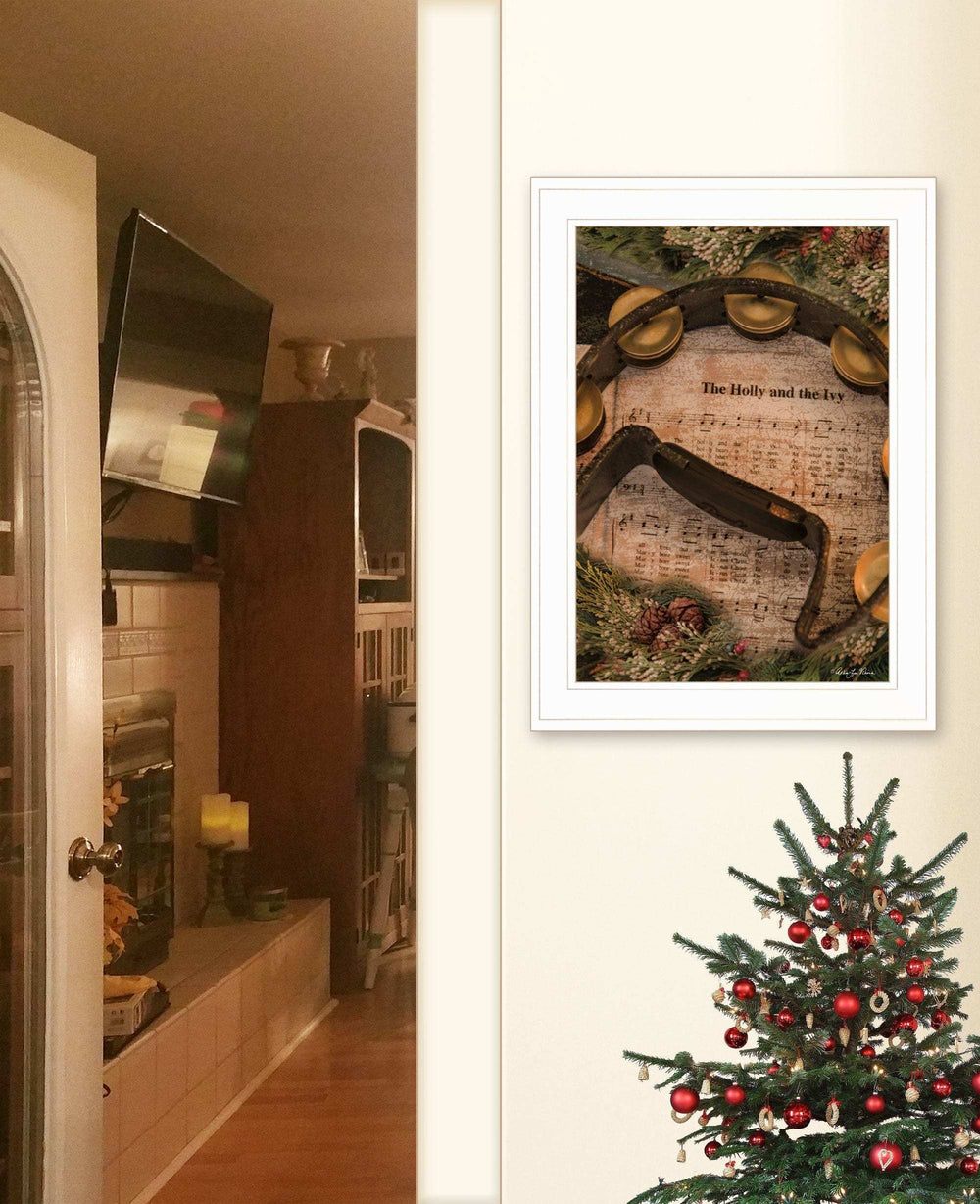 Holly and Ivy 1 White Framed Print Wall Art - Homeroots - Flyclothing LLC