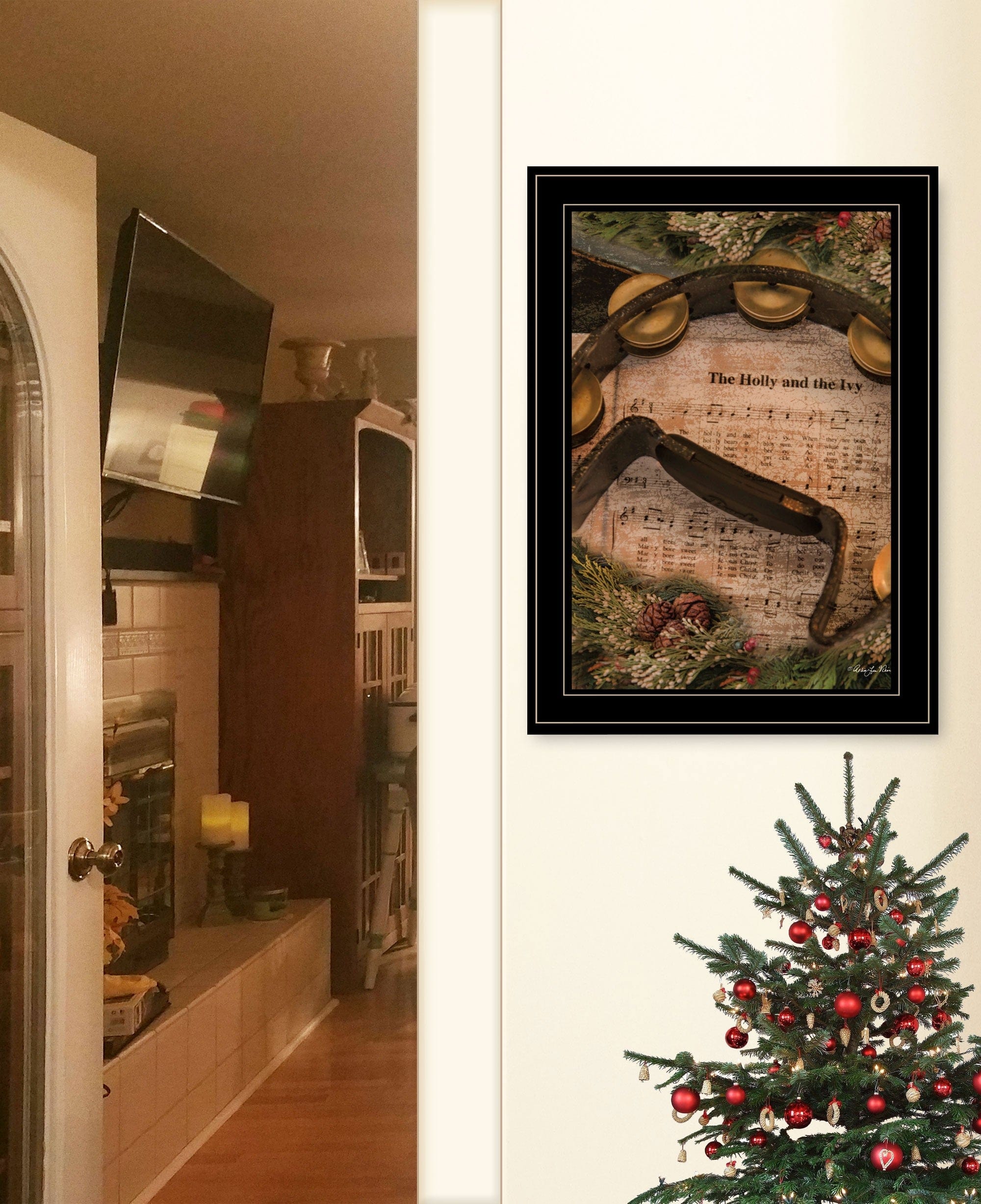 Holly and Ivy 2 Black Framed Print Wall Art - Homeroots