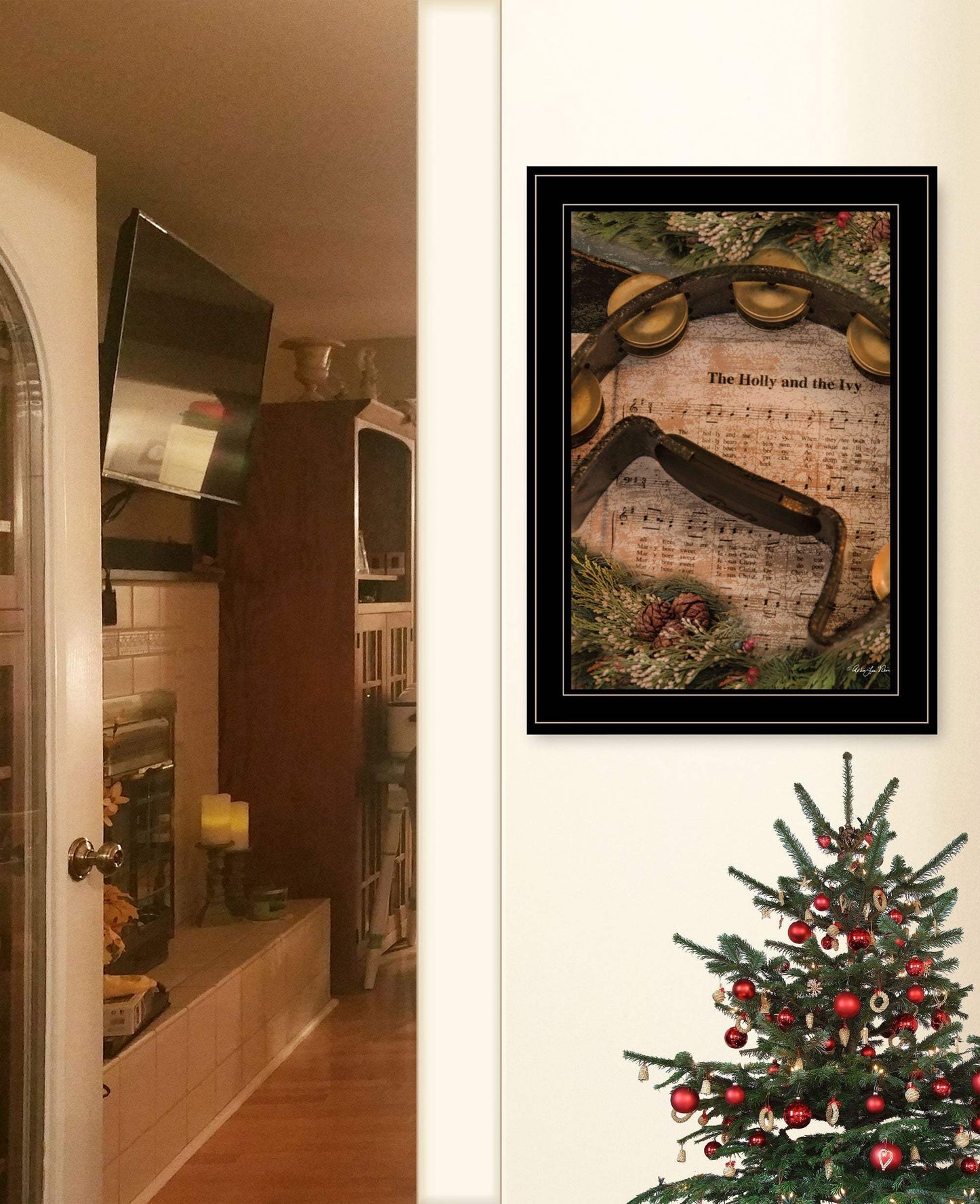Holly and Ivy 2 Black Framed Print Wall Art - Homeroots - Flyclothing LLC