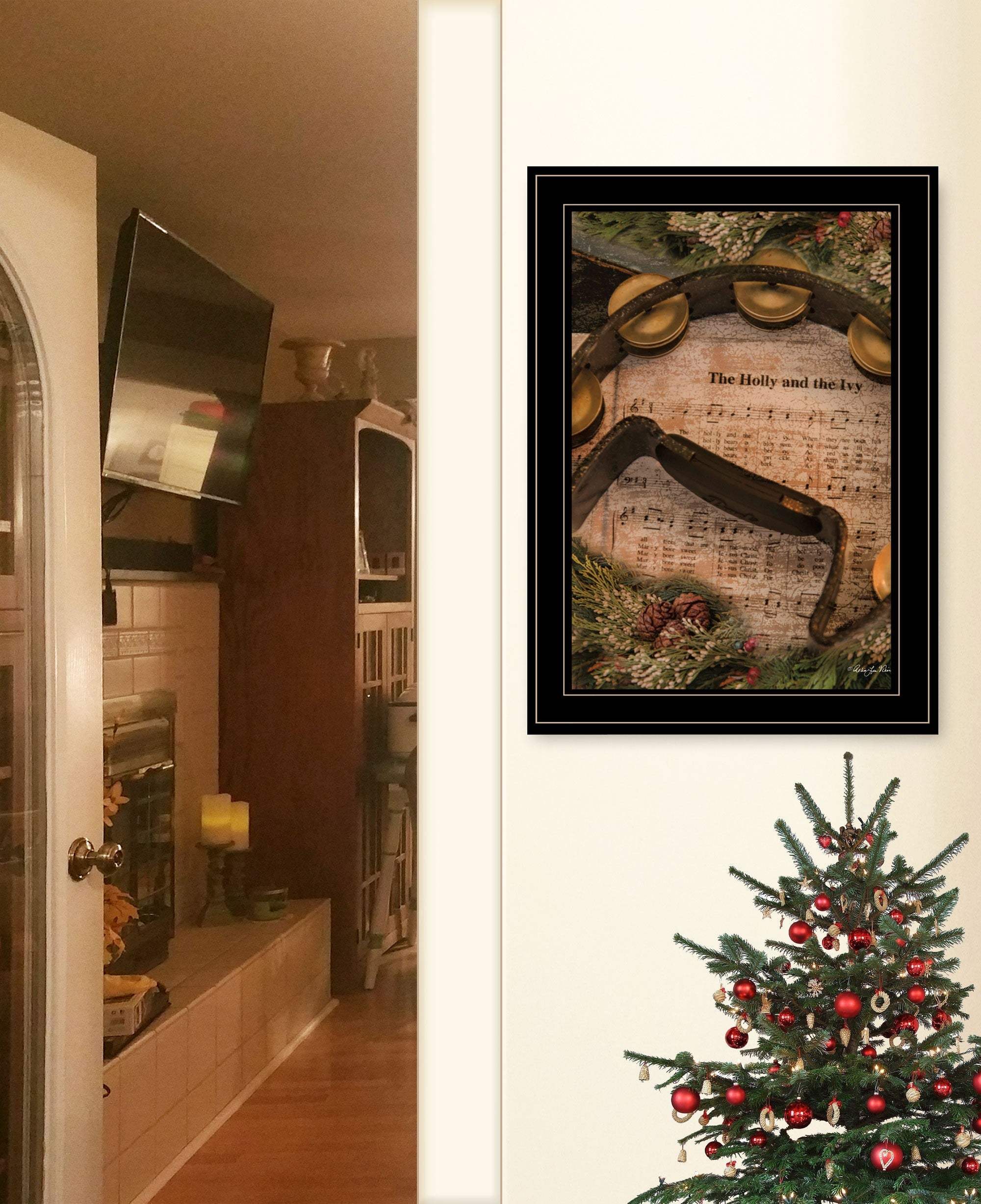 Holly and Ivy 2 Black Framed Print Wall Art - Homeroots - Flyclothing LLC