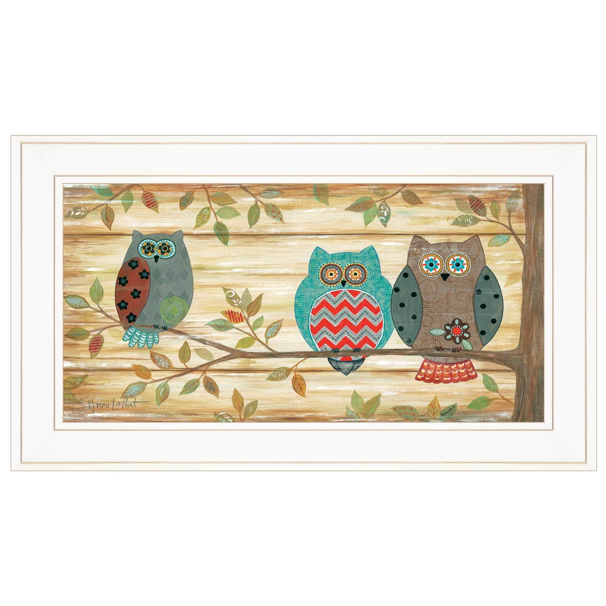 Three Wise Owls 2 White Framed Print Wall Art - Homeroots