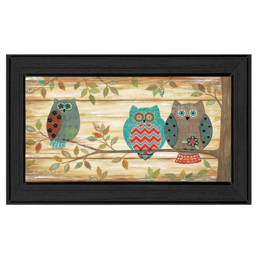 Three Wise Owls 3 Black Framed Print Wall Art - Homeroots