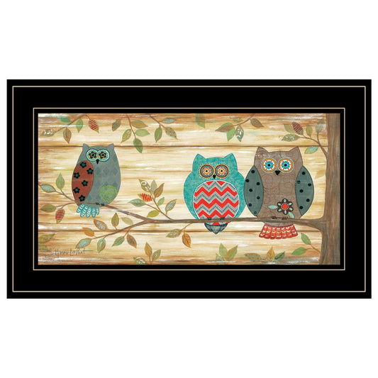 Three Wise Owls 4 Black Framed Print Wall Art - Homeroots