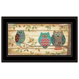 Three Wise Owls 4 Black Framed Print Wall Art - Homeroots