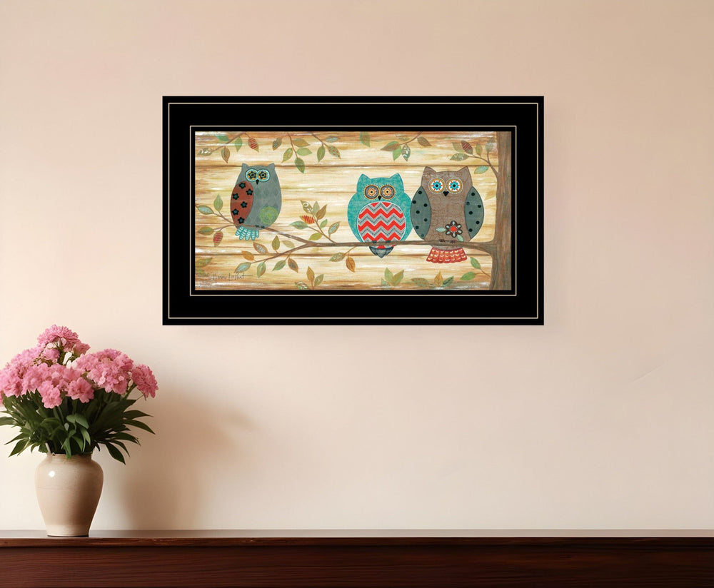Three Wise Owls 4 Black Framed Print Wall Art - Homeroots