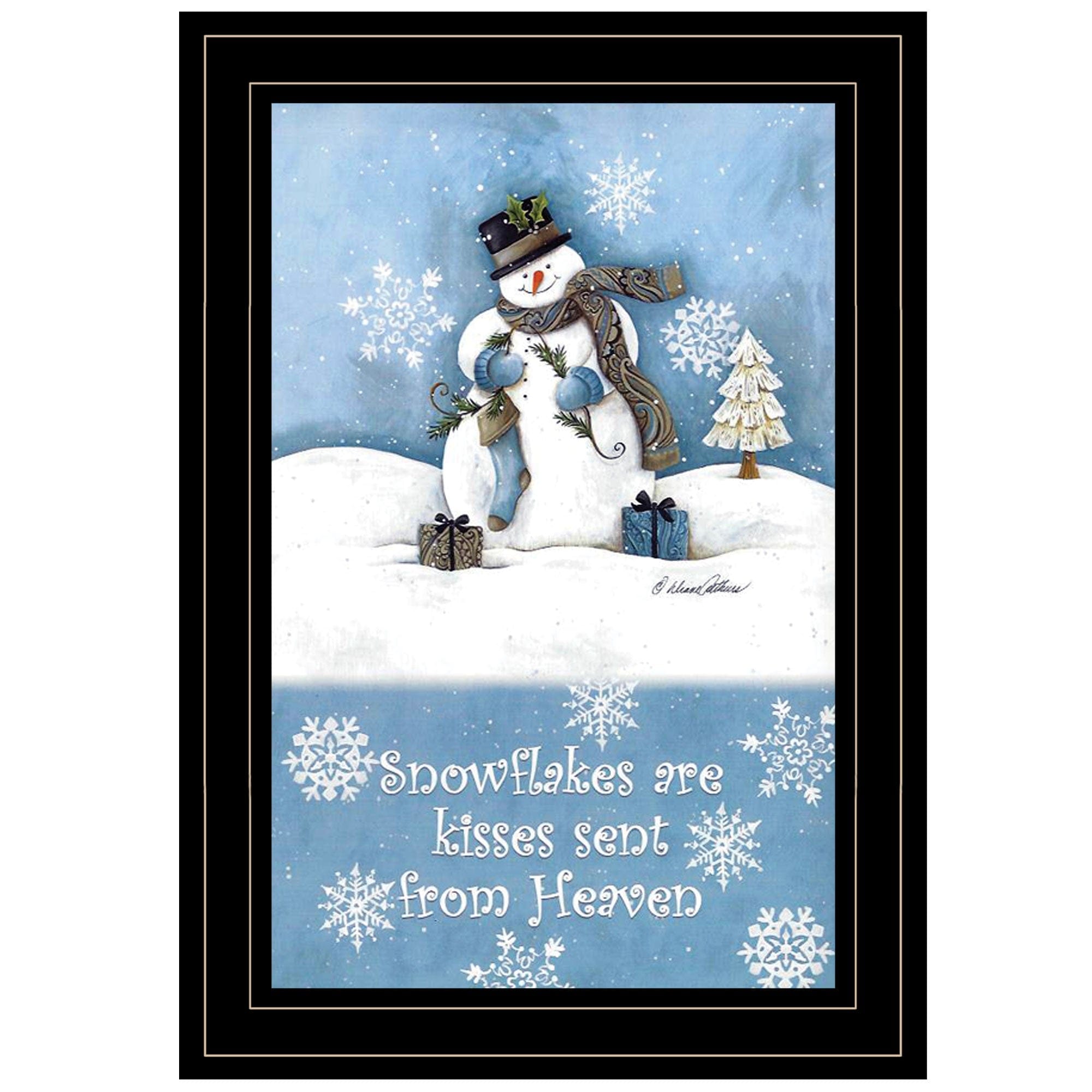 Trendy Snowman 3 Black Framed Print Wall Art