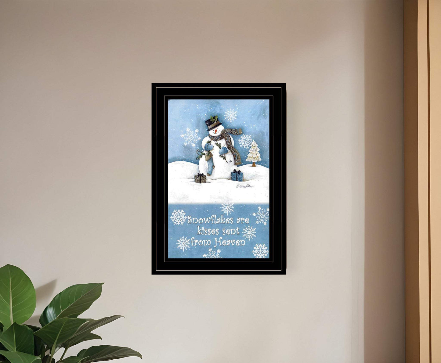 Trendy Snowman 3 Black Framed Print Wall Art - Homeroots - Flyclothing LLC
