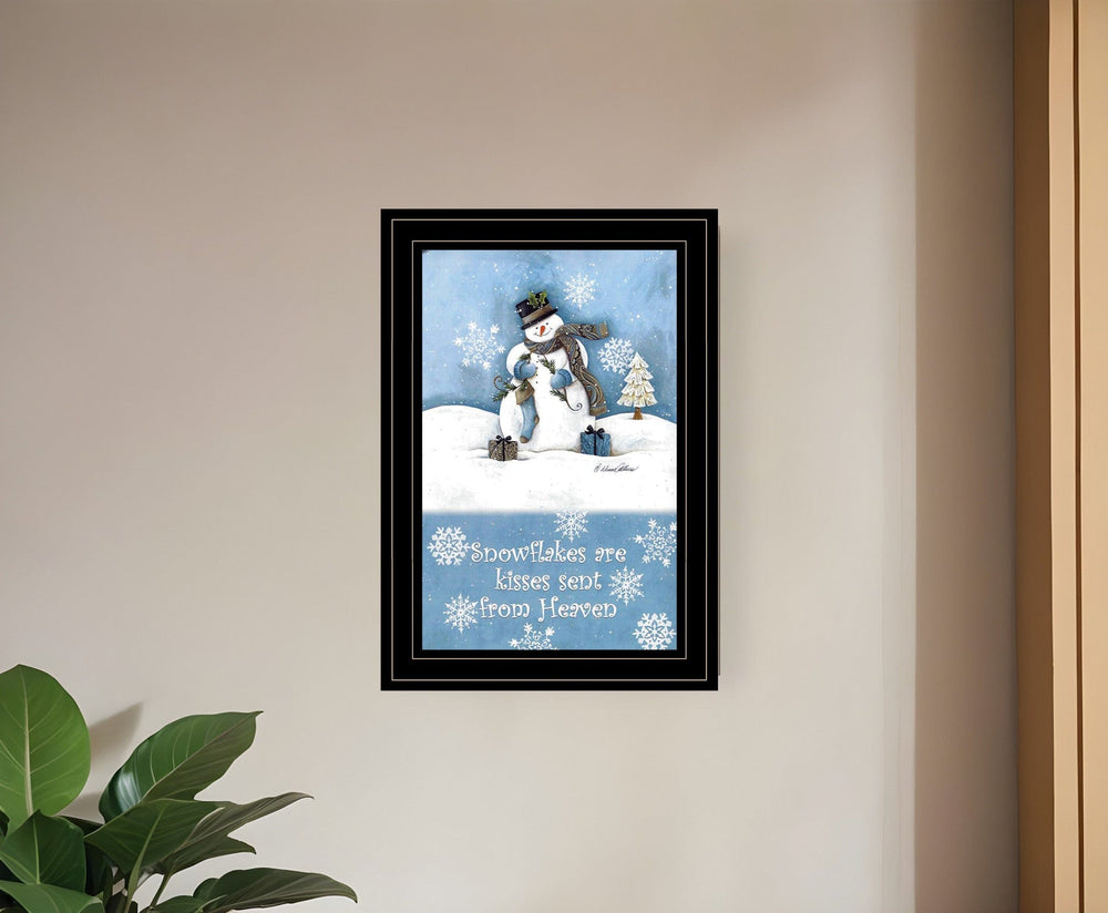 Trendy Snowman 3 Black Framed Print Wall Art - Homeroots