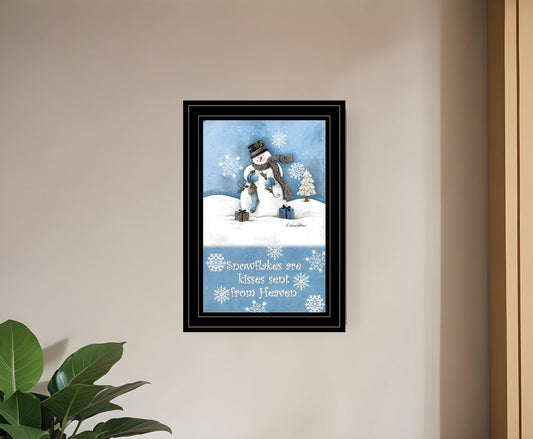 Trendy Snowman 3 Black Framed Print Wall Art