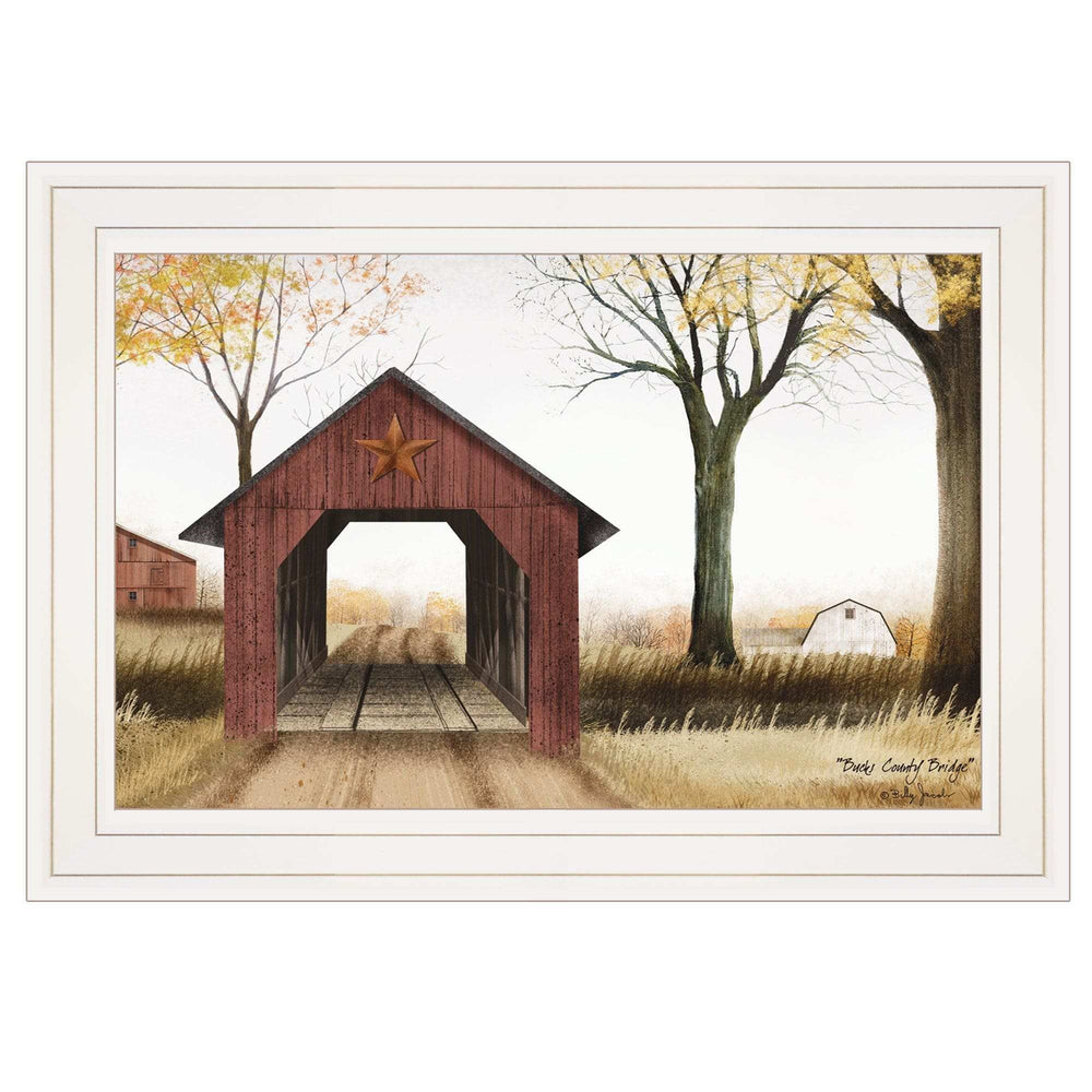 Bucks County Bridge 1 White Framed Print Wall Art - Homeroots - Flyclothing LLC