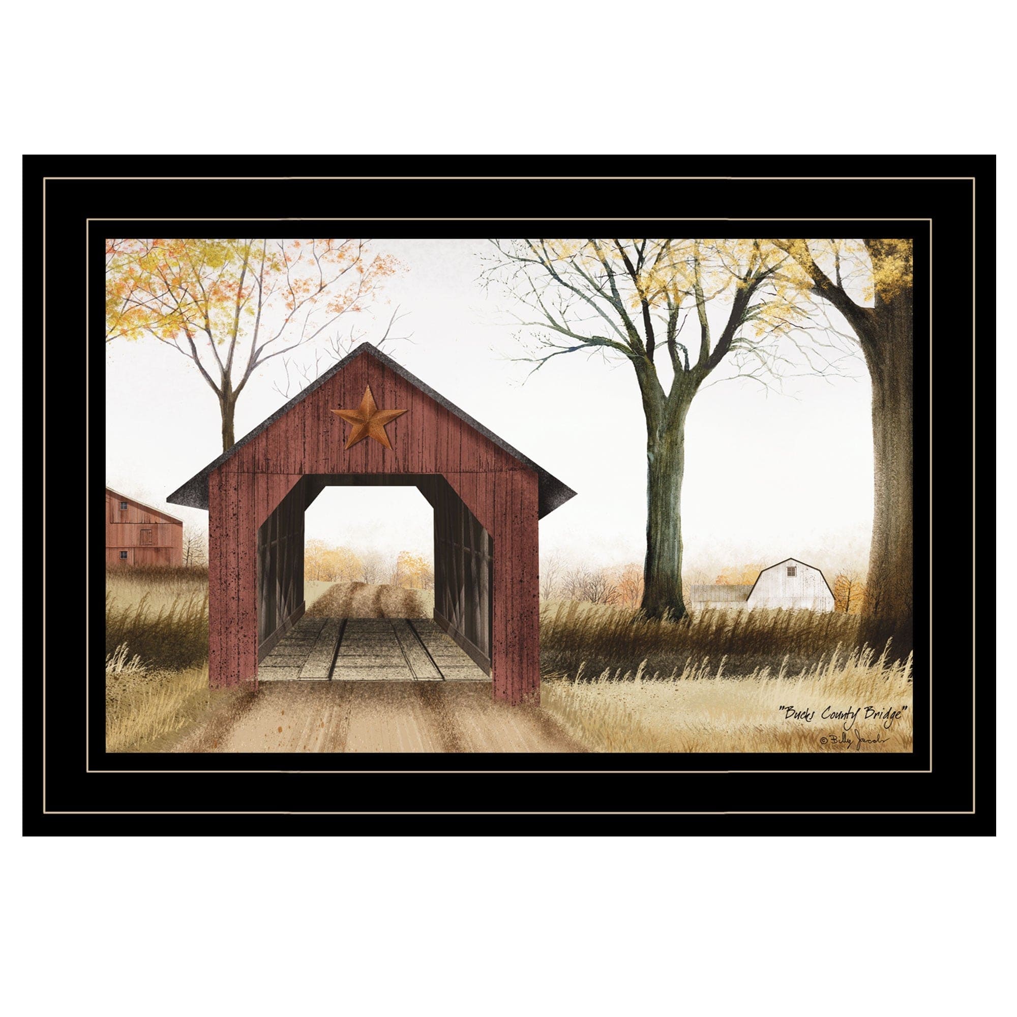 Bucks County Bridge 3 Black Framed Print Wall Art - Homeroots