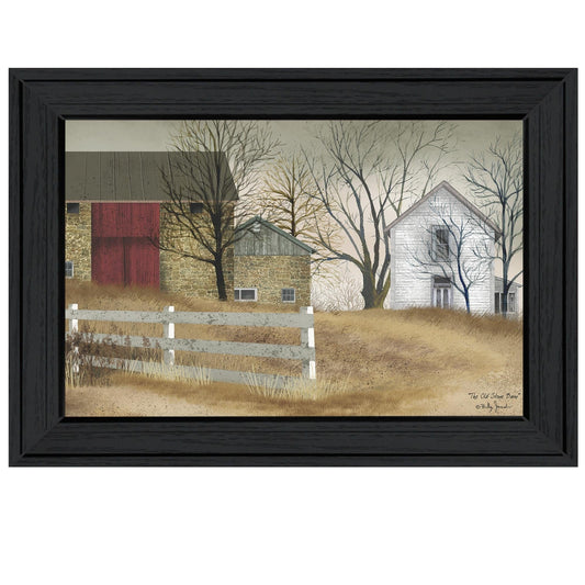 Old Stone Barn Black Framed Print Wall Art - Homeroots