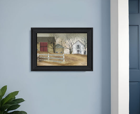 Old Stone Barn Black Framed Print Wall Art - Homeroots