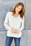 Basic Bae Full Size V-Neck Lantern Sleeve Top - Trendsi - Flyclothing LLC