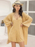 Printed Halter Neck Romper and Cover Up Set - Trendsi - Flyclothing LLC