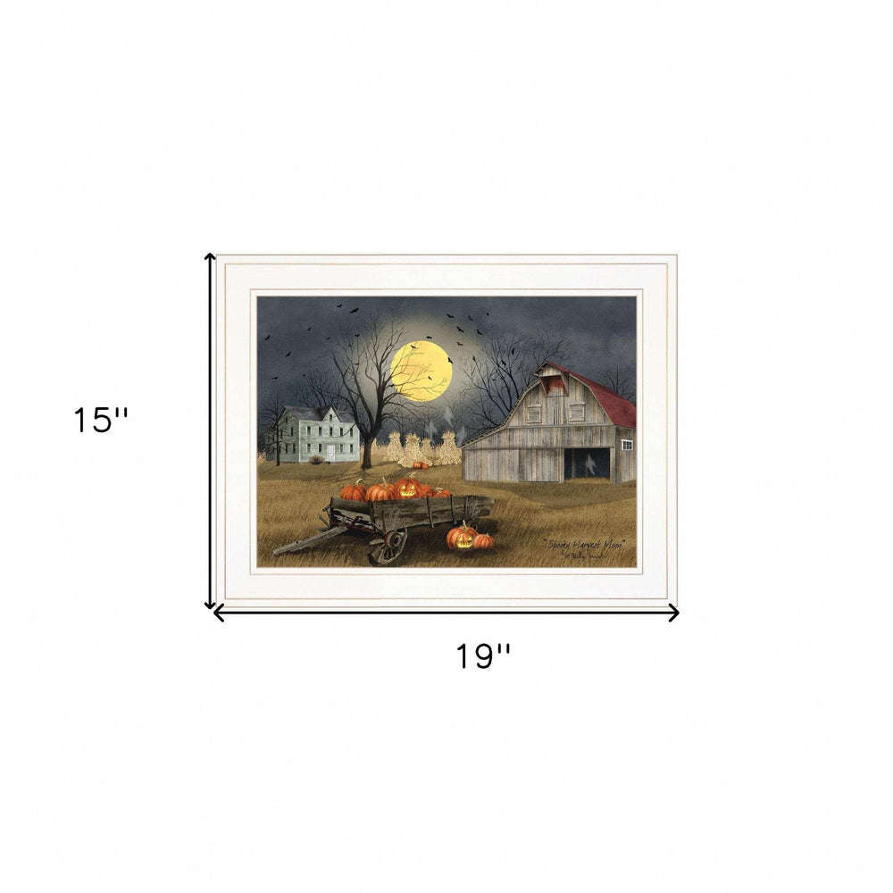 Spooky Harvest Moon 2 White Framed Print Kitchen Wall Art - Homeroots - Flyclothing LLC