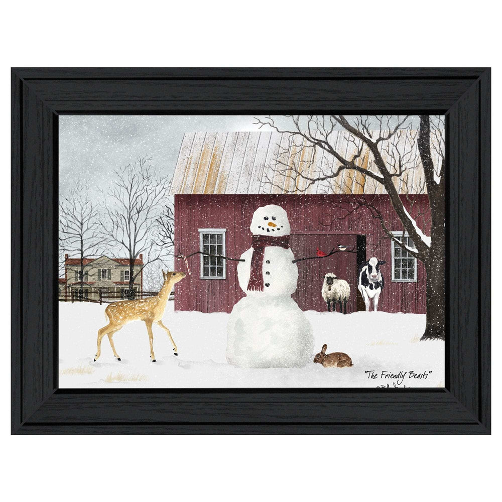 The Friendly Beasts 3 Black Framed Print Wall Art - Homeroots - Flyclothing LLC