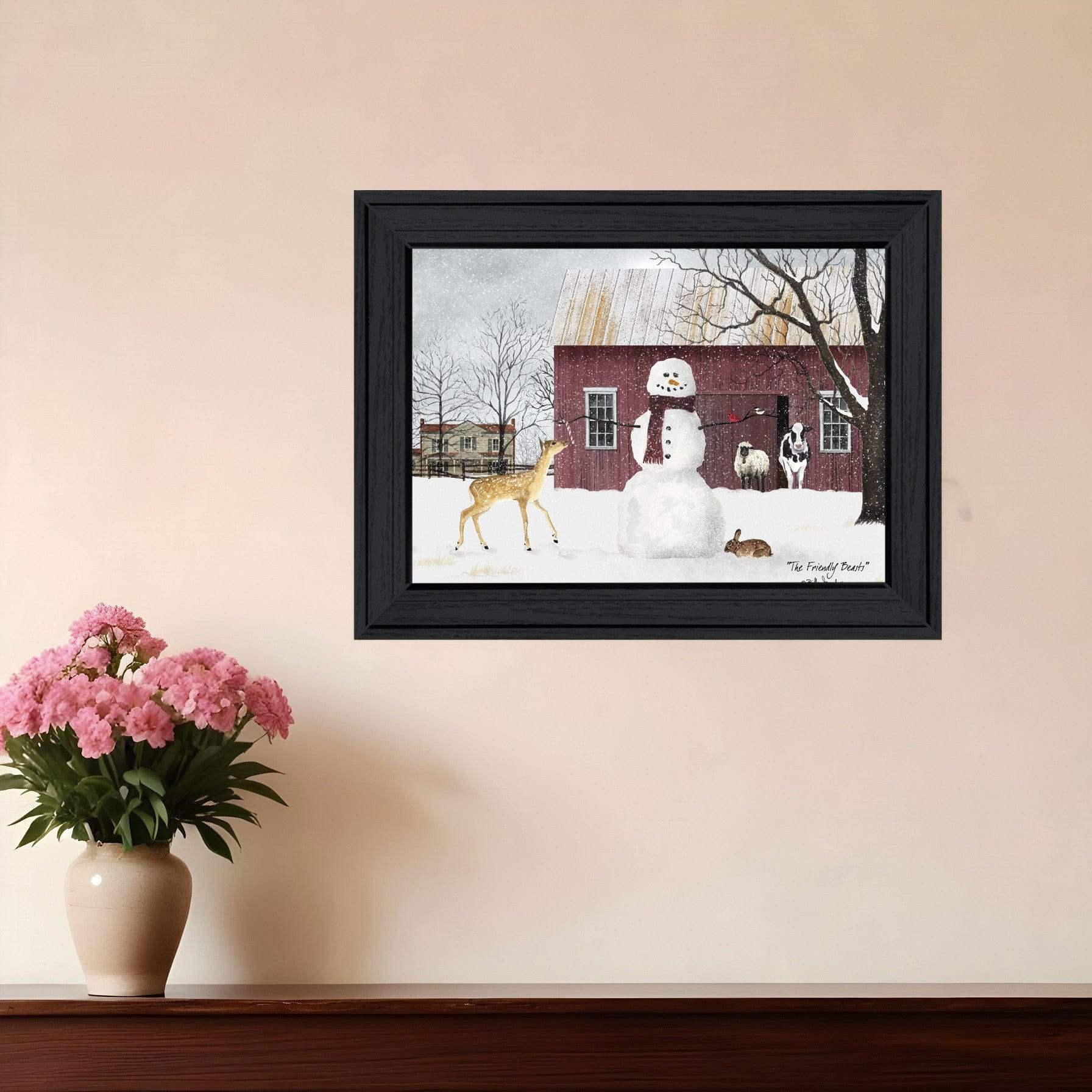 The Friendly Beasts 3 Black Framed Print Wall Art - Homeroots - Flyclothing LLC