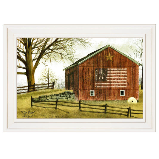 Flag Barn 1 White Framed Print Wall Art - Homeroots