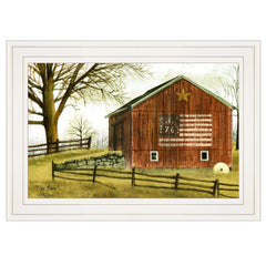 Flag Barn 1 White Framed Print Wall Art - Homeroots