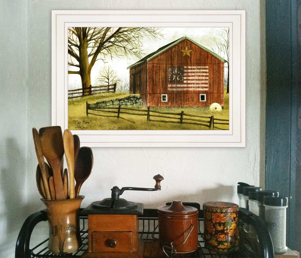 Flag Barn 1 White Framed Print Wall Art - Homeroots - Flyclothing LLC
