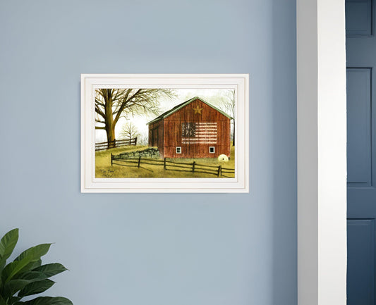 Flag Barn 1 White Framed Print Wall Art - Homeroots
