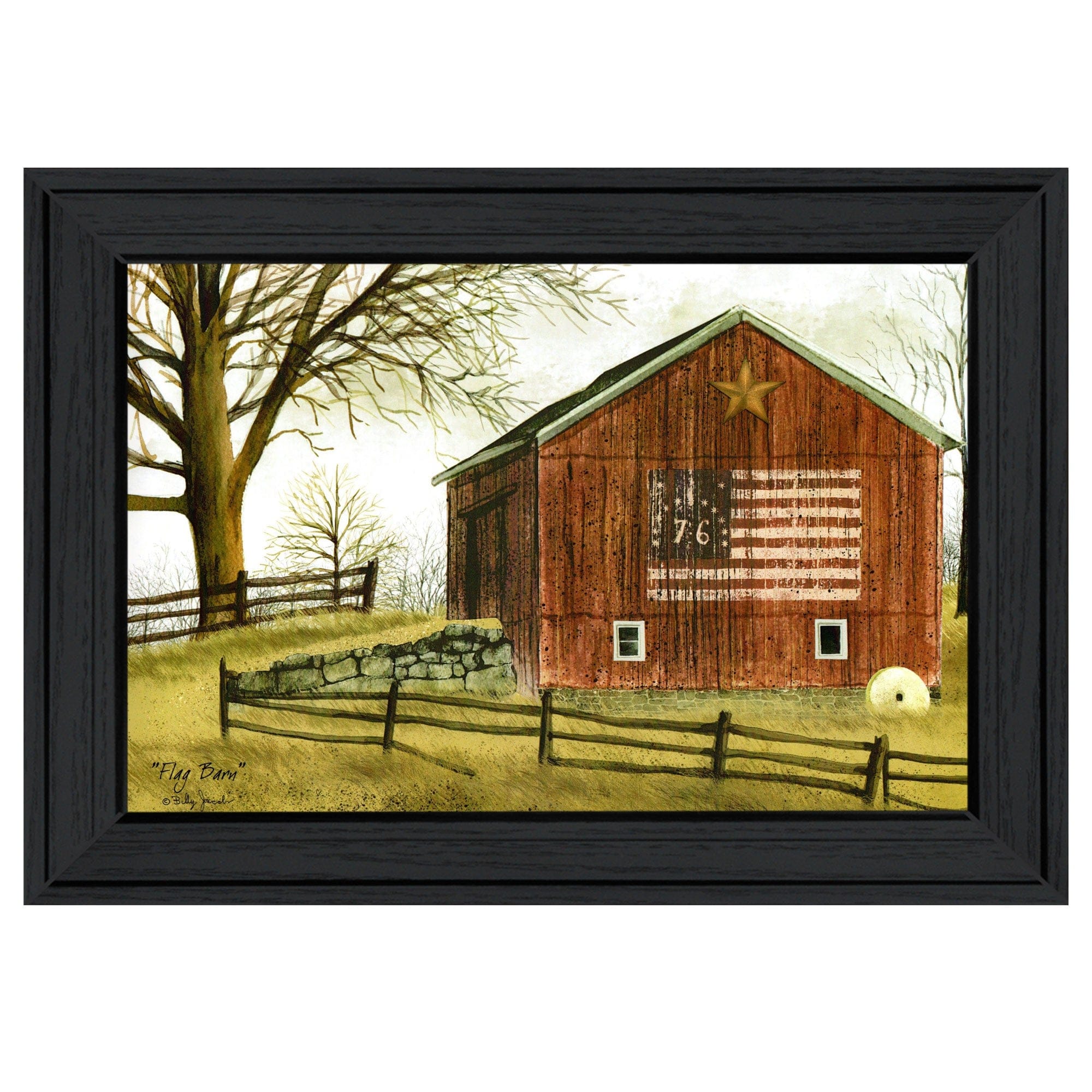 Flag Barn 2 Black Framed Print Wall Art - Homeroots