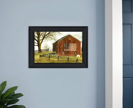 Flag Barn 2 Black Framed Print Wall Art - Homeroots