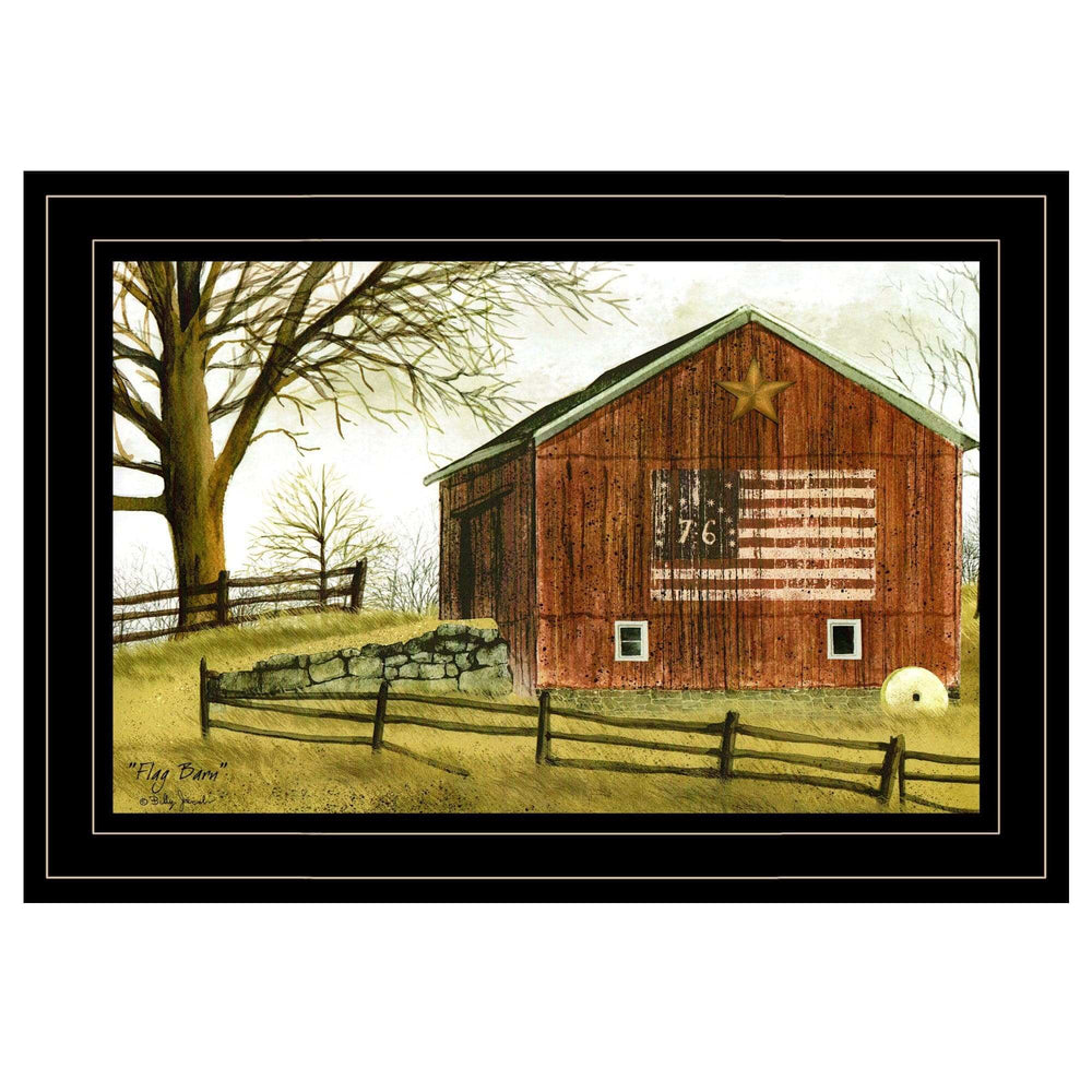 Flag Barn 3 Black Framed Print Wall Art - Homeroots - Flyclothing LLC