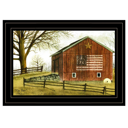 Flag Barn 3 Black Framed Print Wall Art - Homeroots