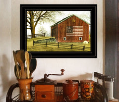 Flag Barn 3 Black Framed Print Wall Art - Homeroots