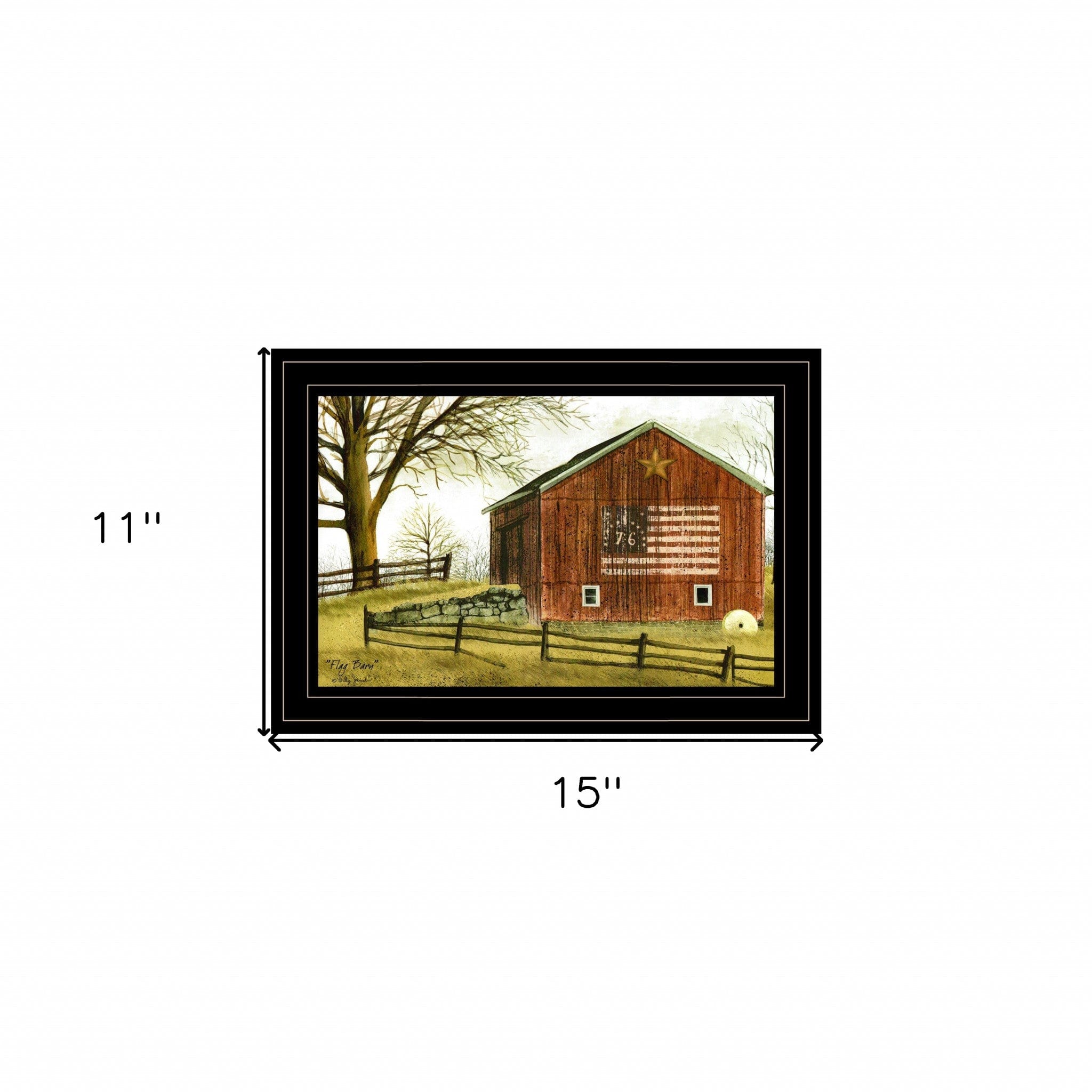 Flag Barn 3 Black Framed Print Wall Art - Homeroots