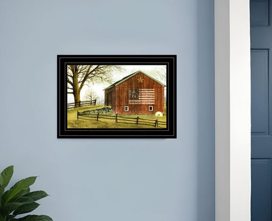Flag Barn 3 Black Framed Print Wall Art - Homeroots
