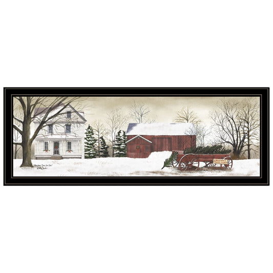 Christmas Trees for Sale Black Grooved Frame Wall Art - Homeroots