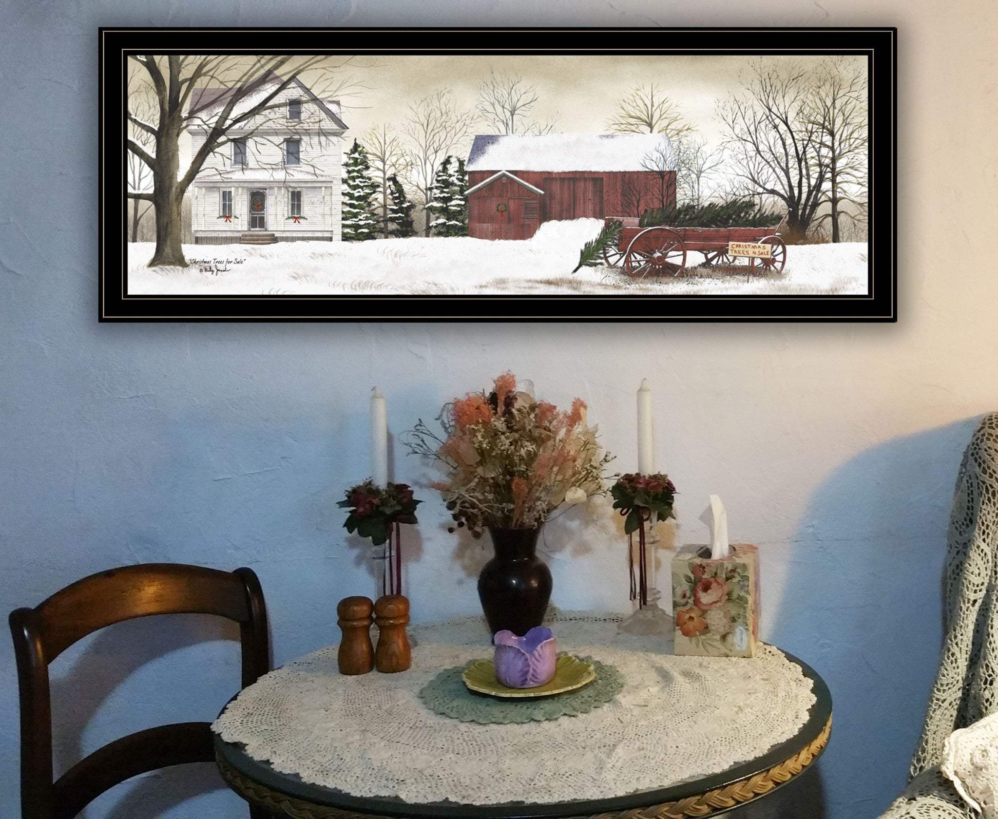 Christmas Trees for Sale Black Grooved Frame Wall Art - Homeroots - Flyclothing LLC